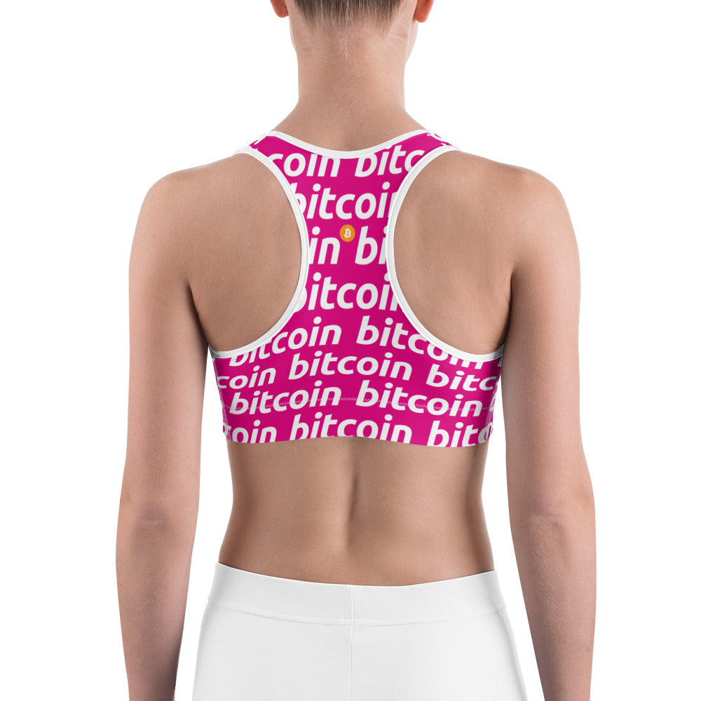 Bitcoin Amarena White Sports Bra printful