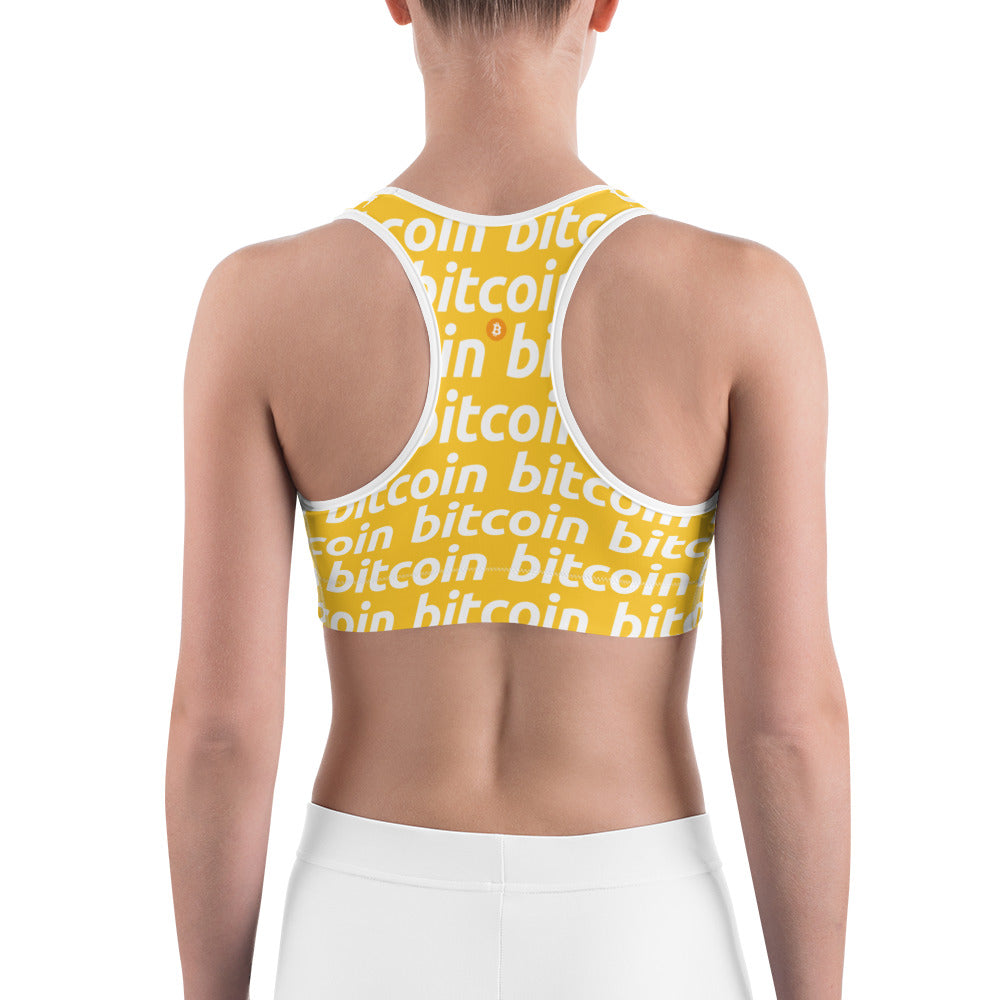 Bitcoin Honey White Sports Bra printful