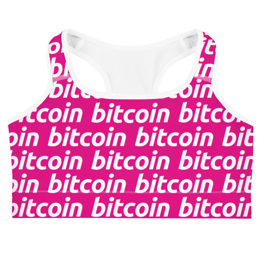 Bitcoin Amarena White Sports Bra printful