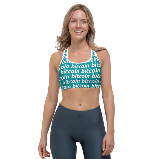 Bitcoin Blu White Sports Bra