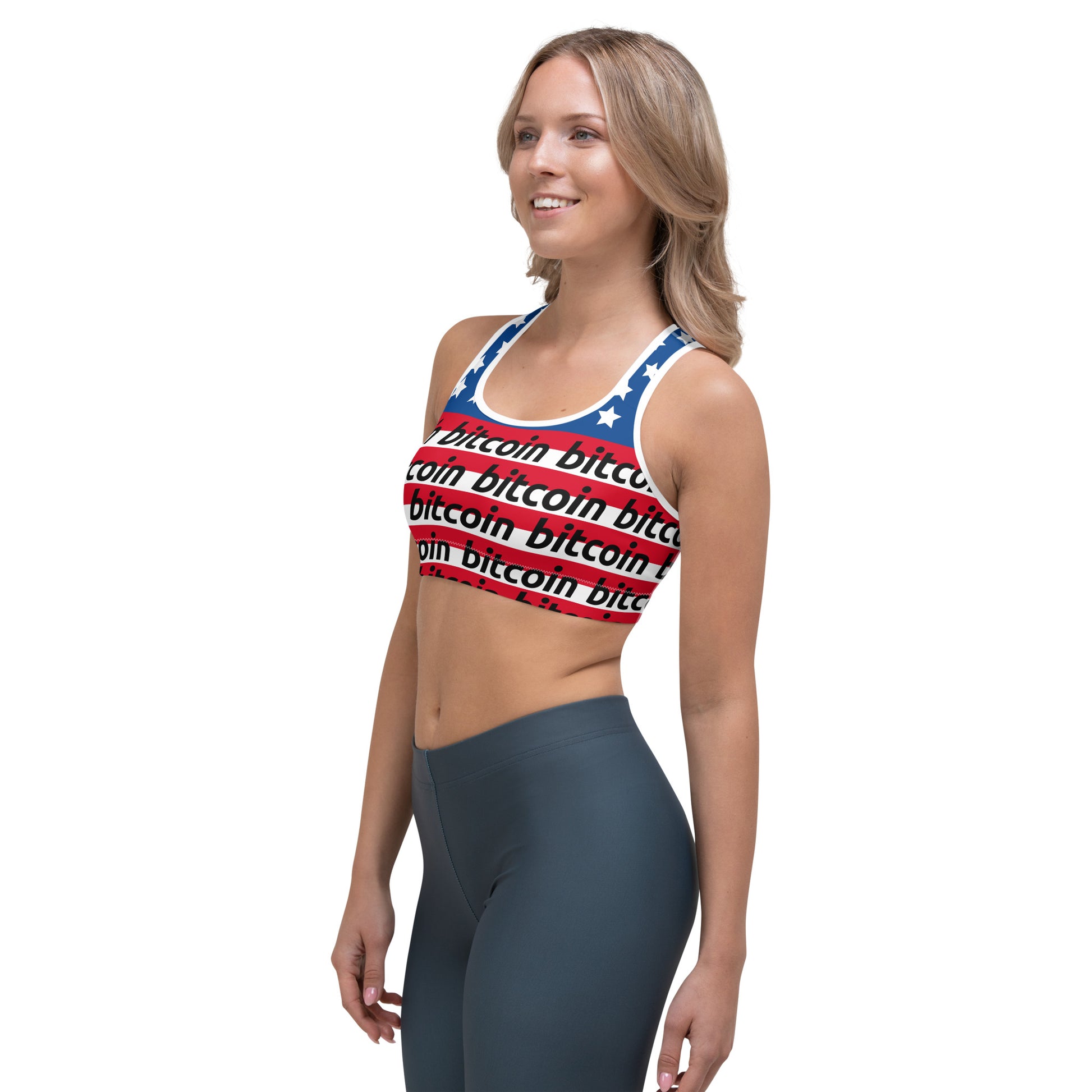 Bitcoin Usa Sports Bra printful