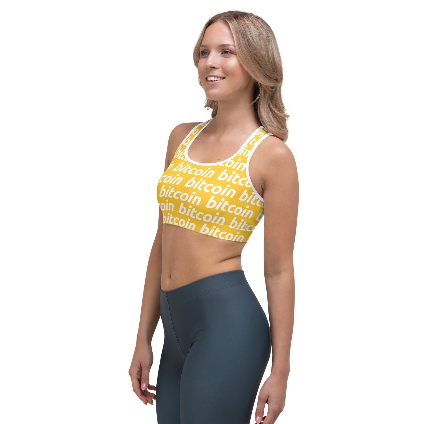 Bitcoin Honey White Sports Bra