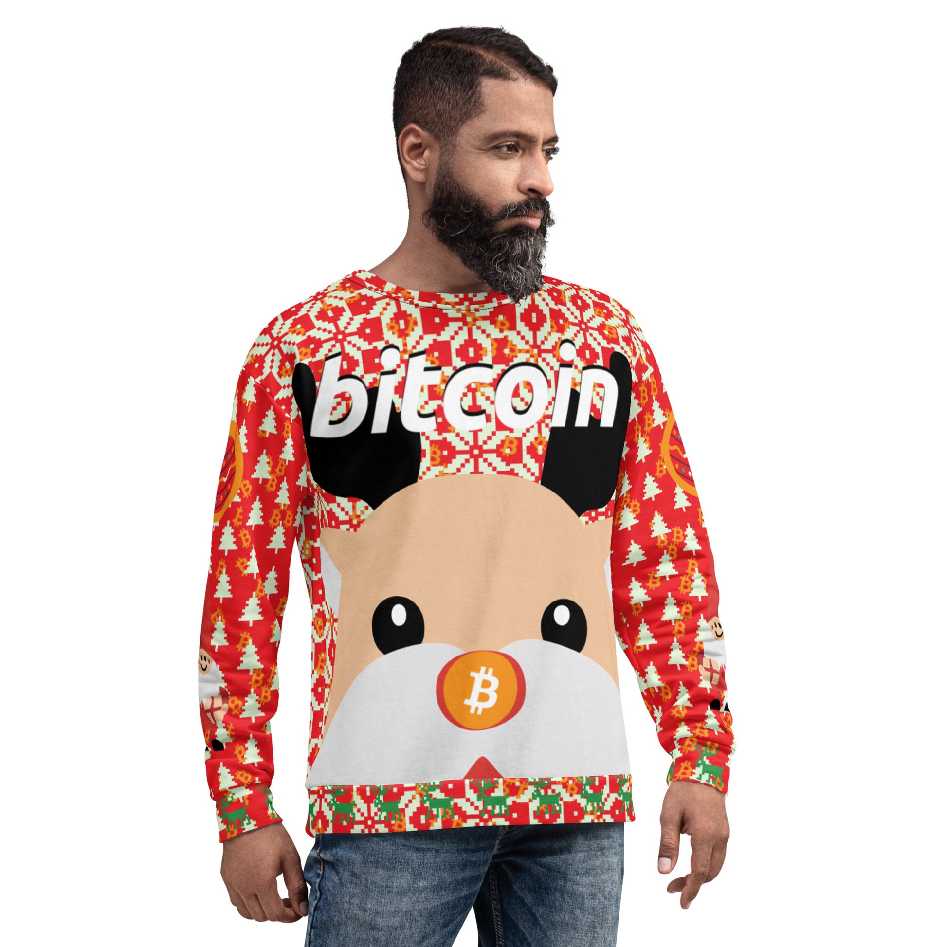 Bitcoin Christmas Ugly Sweatshirt printful