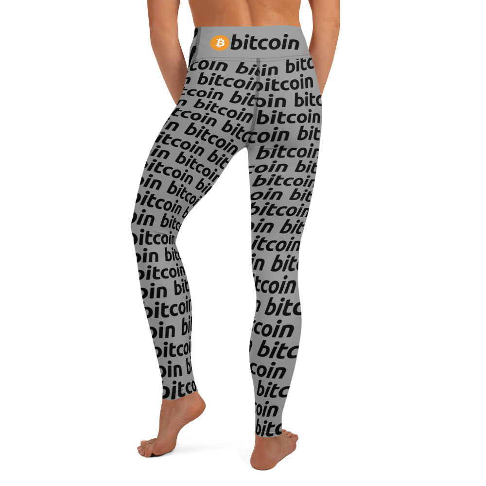 Bitcoin Gray Yoga Leggings printful