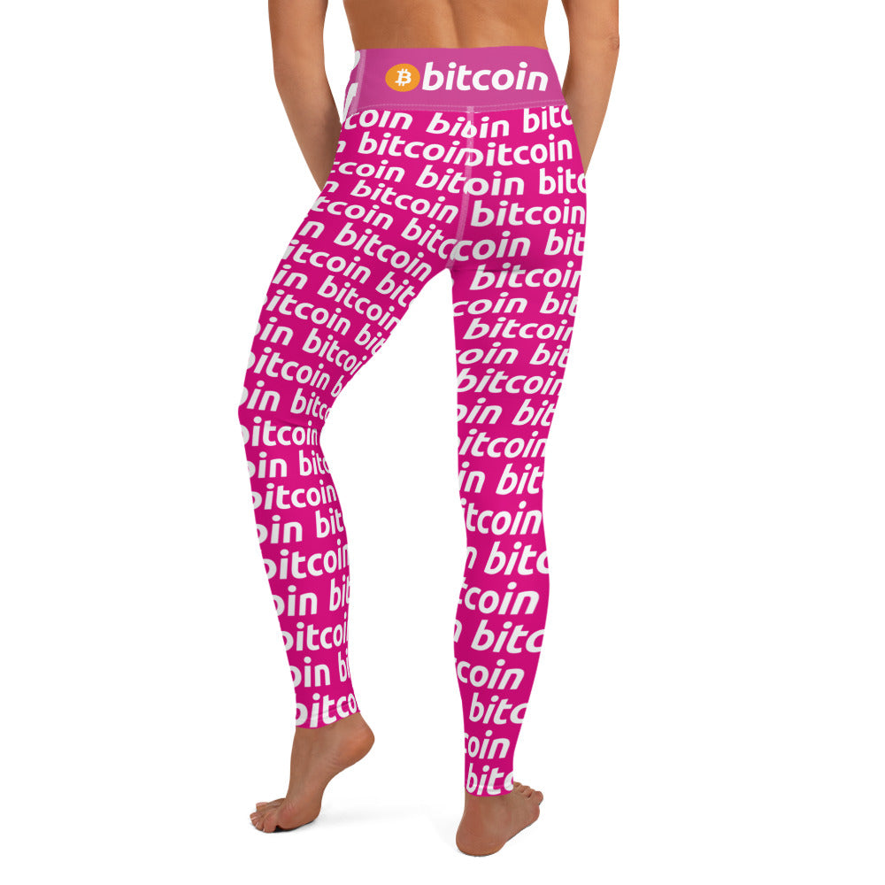 Bitcoin Amarena White Yoga Leggings printful