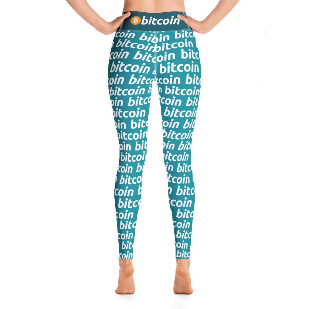 Bitcoin Blu White Yoga Leggings printful