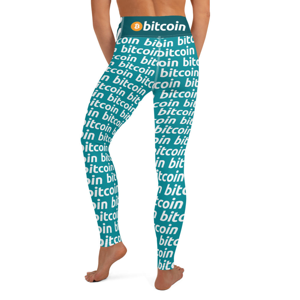 Bitcoin Blu White Yoga Leggings printful