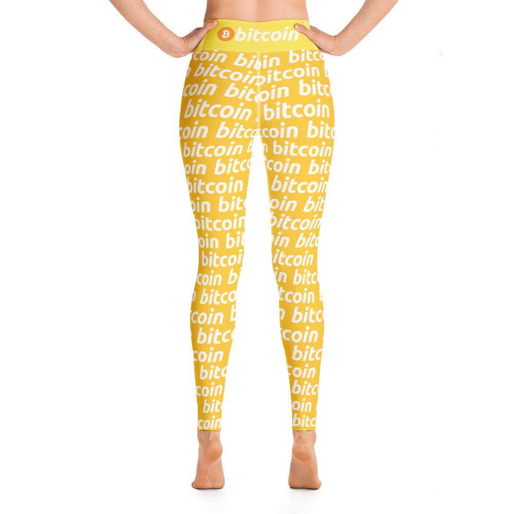 Bitcoin Honey White Yoga Leggings printful