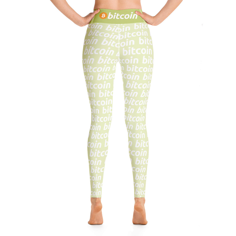 Bitcoin Lime White Yoga Leggings