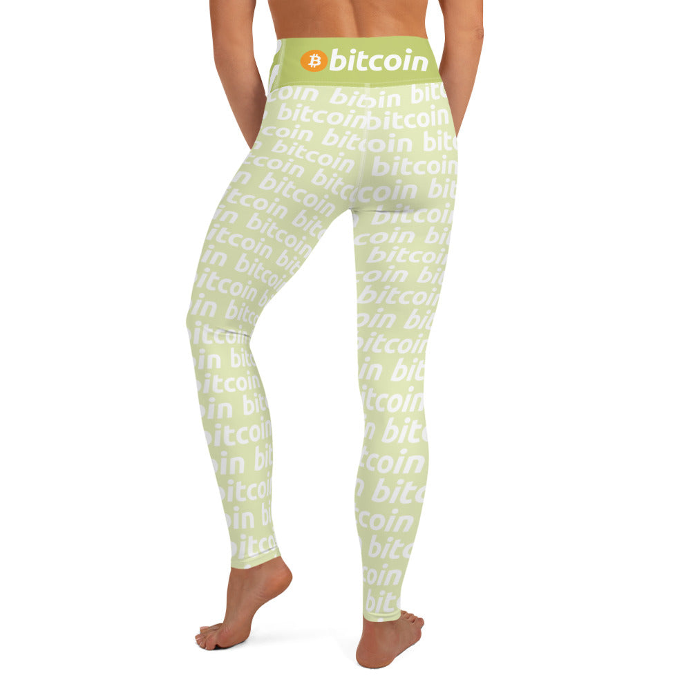 Bitcoin Lime White Yoga Leggings