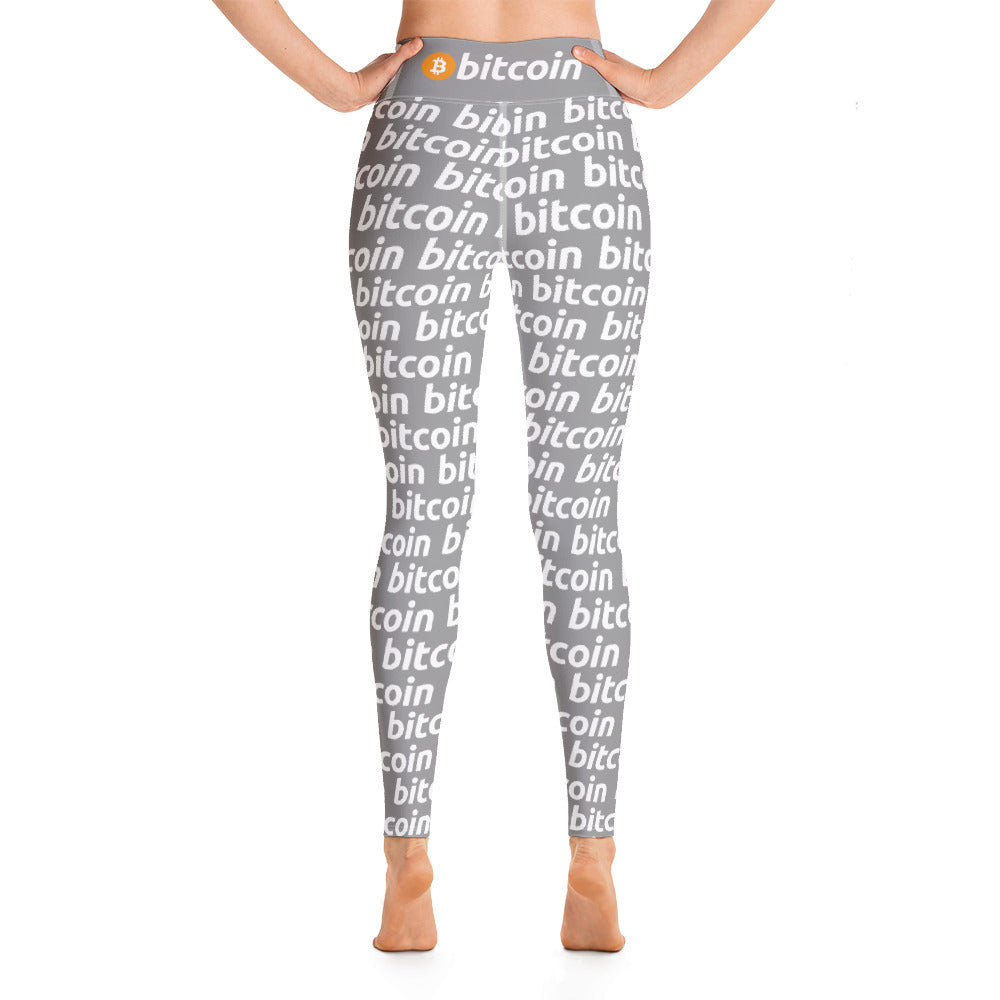 Bitcoin Gray White Yoga Leggings