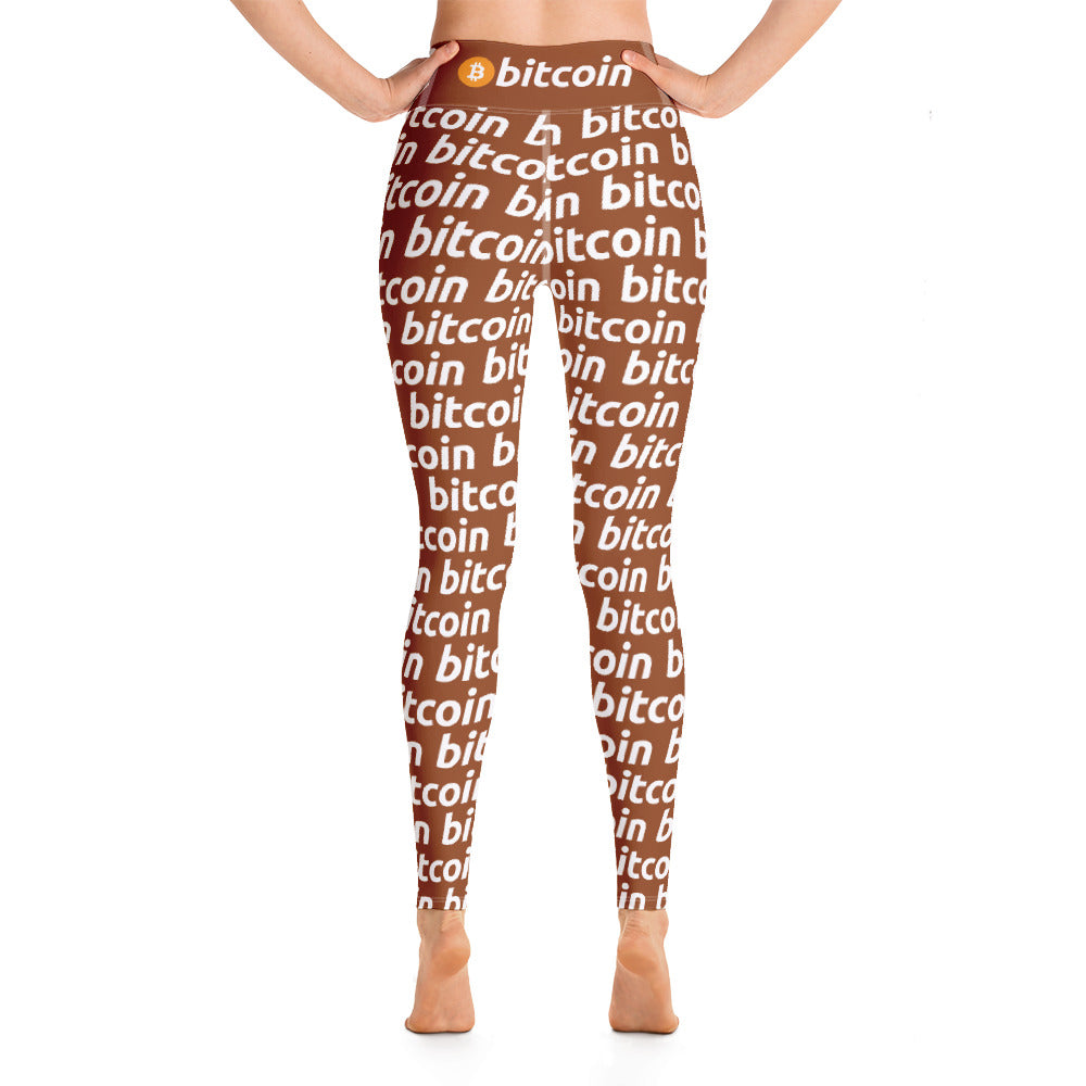 Bitcoin Hazelnut White Yoga Leggings printful