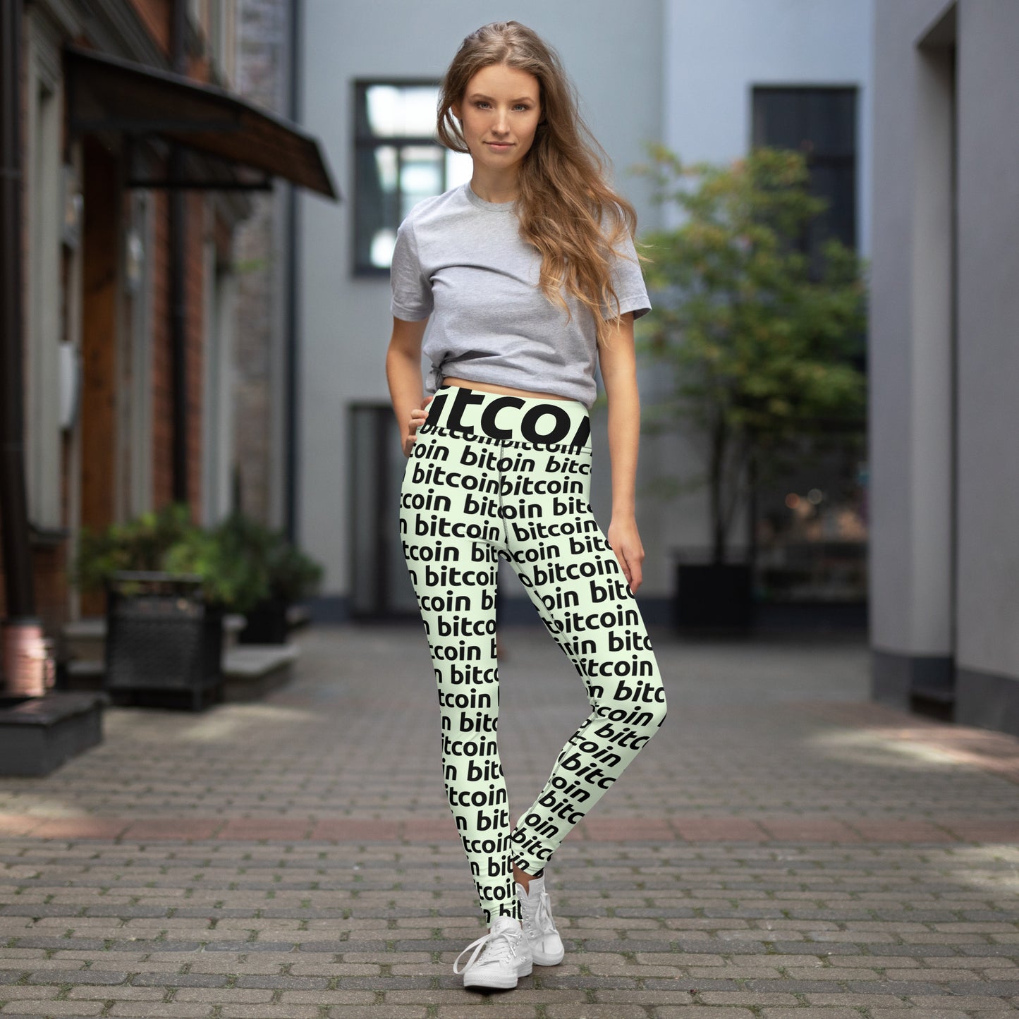 Bitcoin Lime Yoga Leggings printful