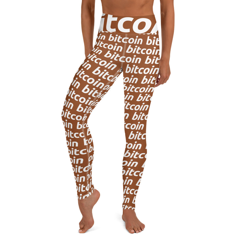 Bitcoin Hazelnut White Yoga Leggings printful