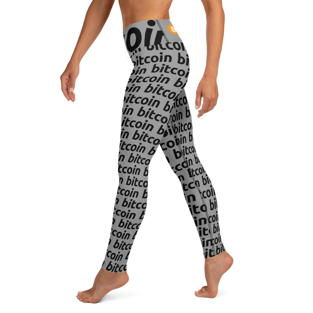 Bitcoin Gray Yoga Leggings printful