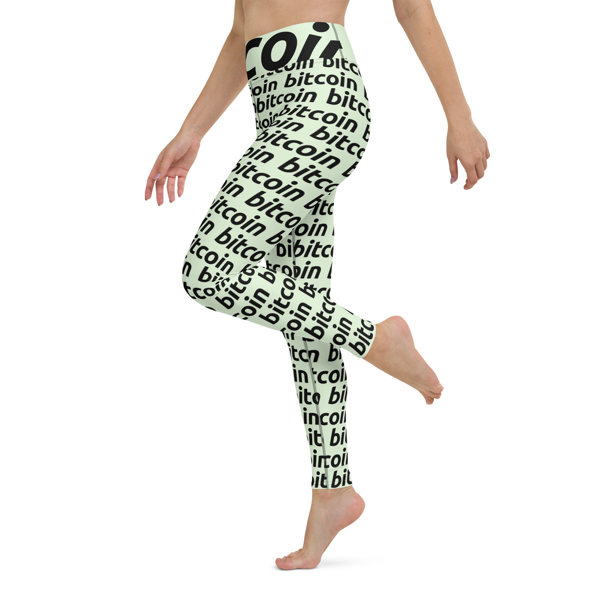 Bitcoin Lime Yoga Leggings printful