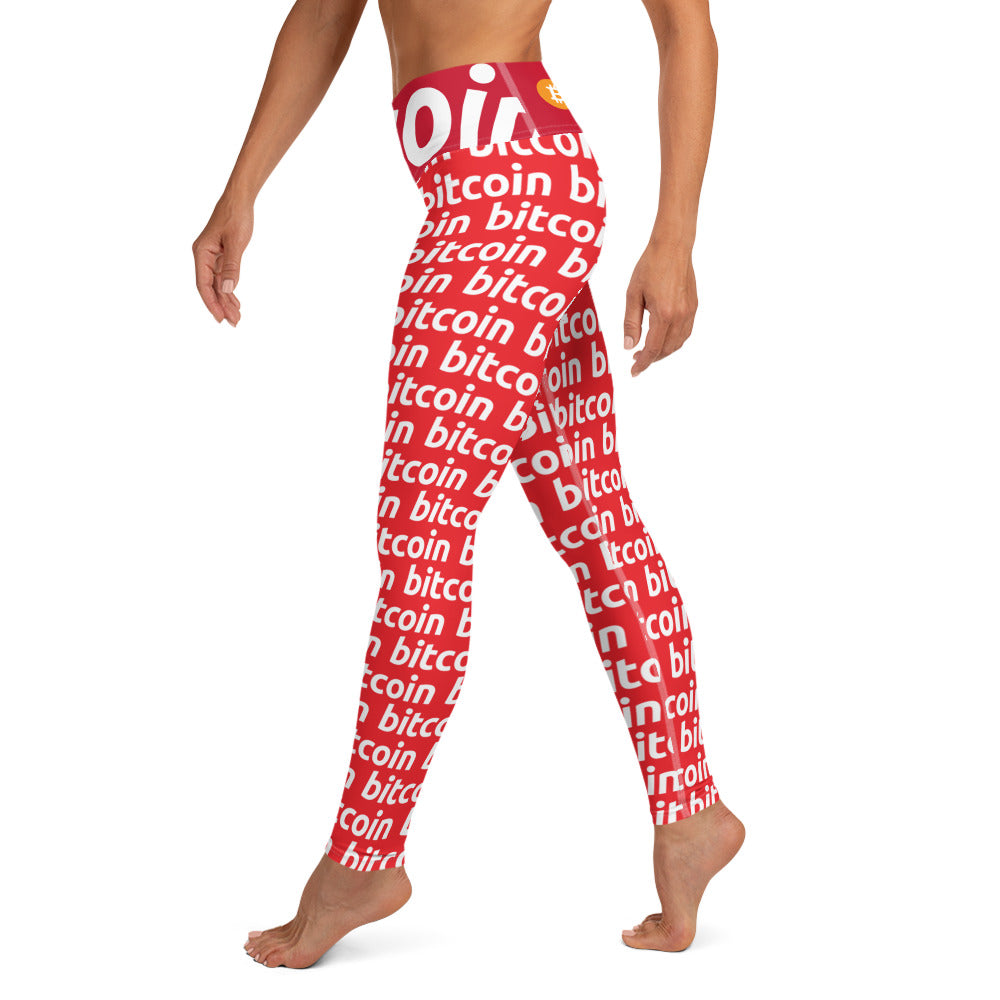 Bitcoin Red White Yoga Leggings