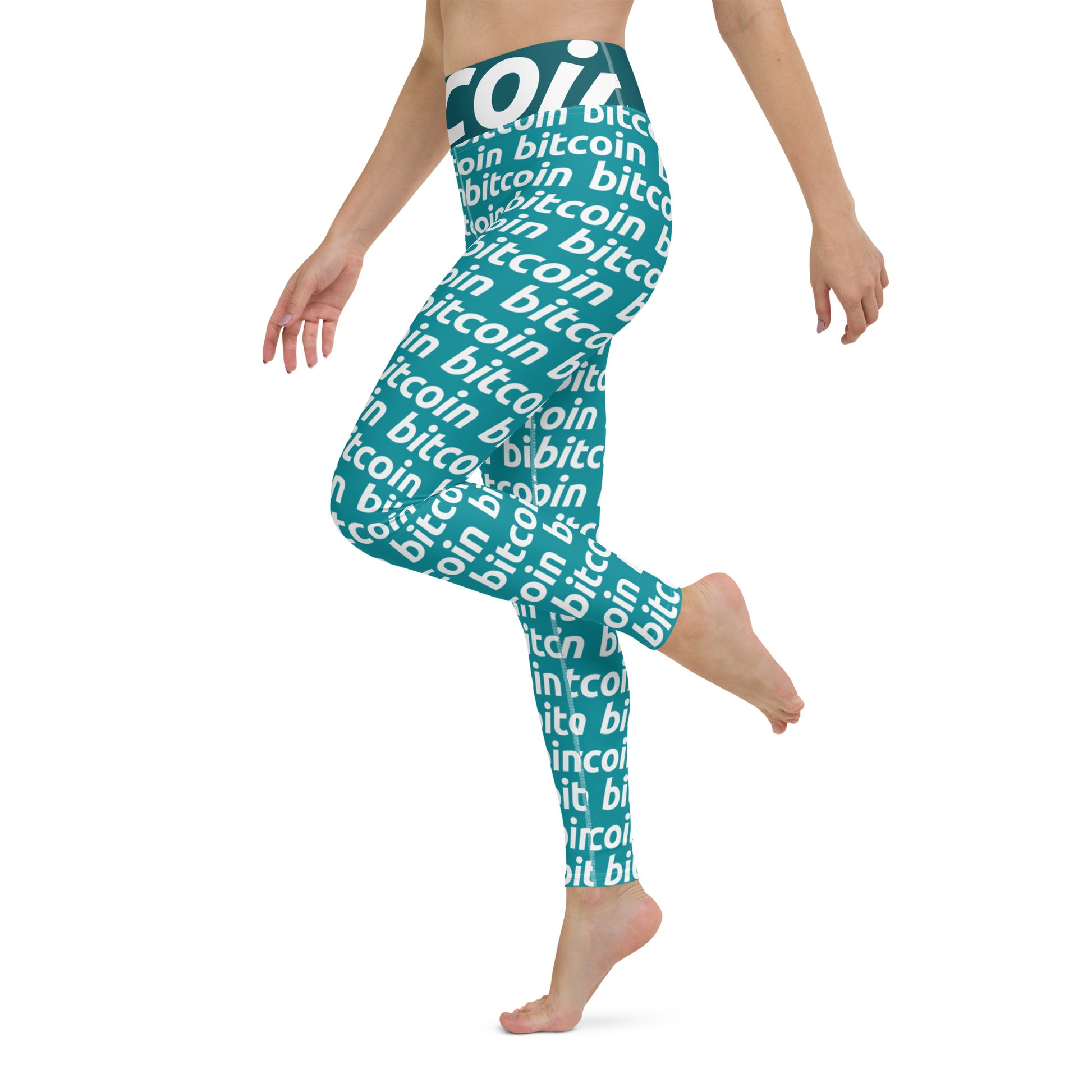 Bitcoin Blu White Yoga Leggings printful