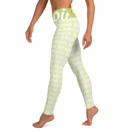 Bitcoin Lime White Yoga Leggings