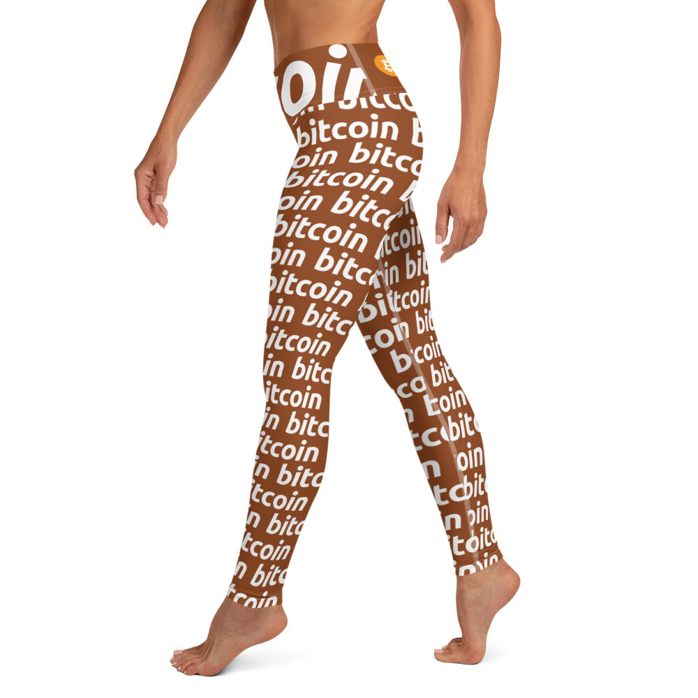 Bitcoin Hazelnut White Yoga Leggings