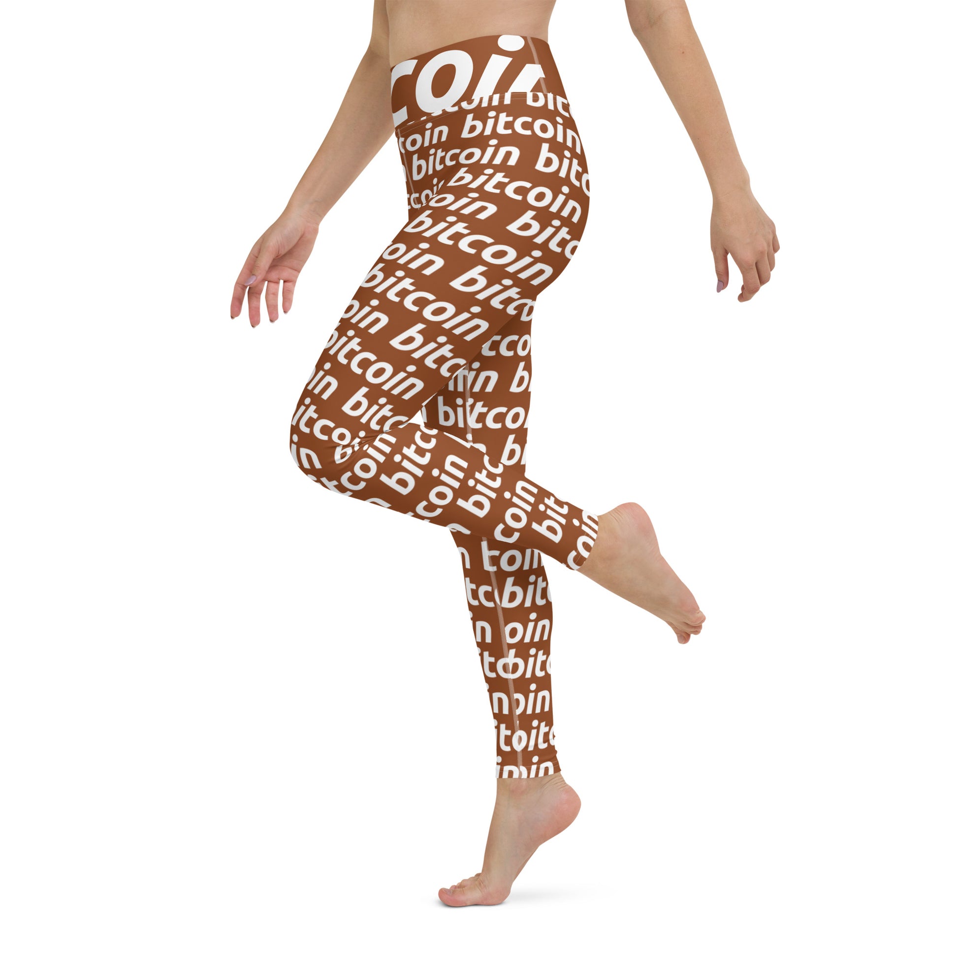 Bitcoin Hazelnut White Yoga Leggings printful