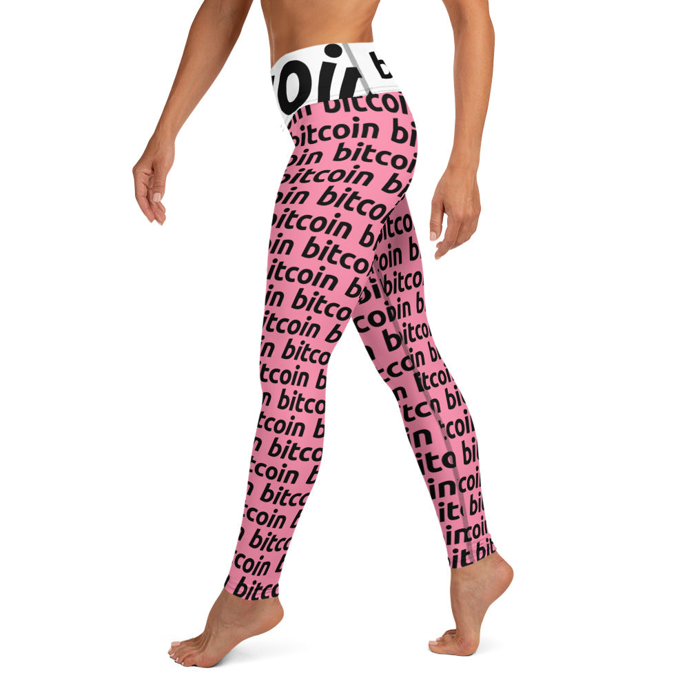 Bitcoin Rosa Yoga Leggings printful