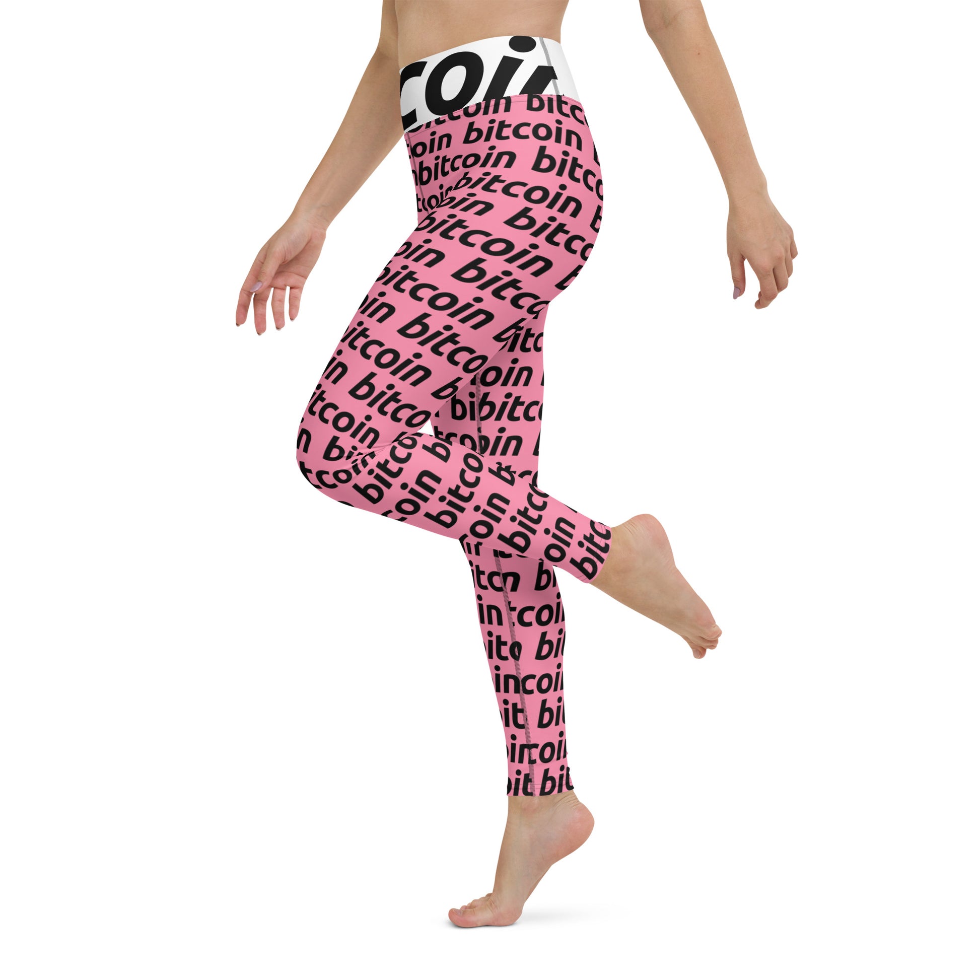 Bitcoin Rosa Yoga Leggings printful