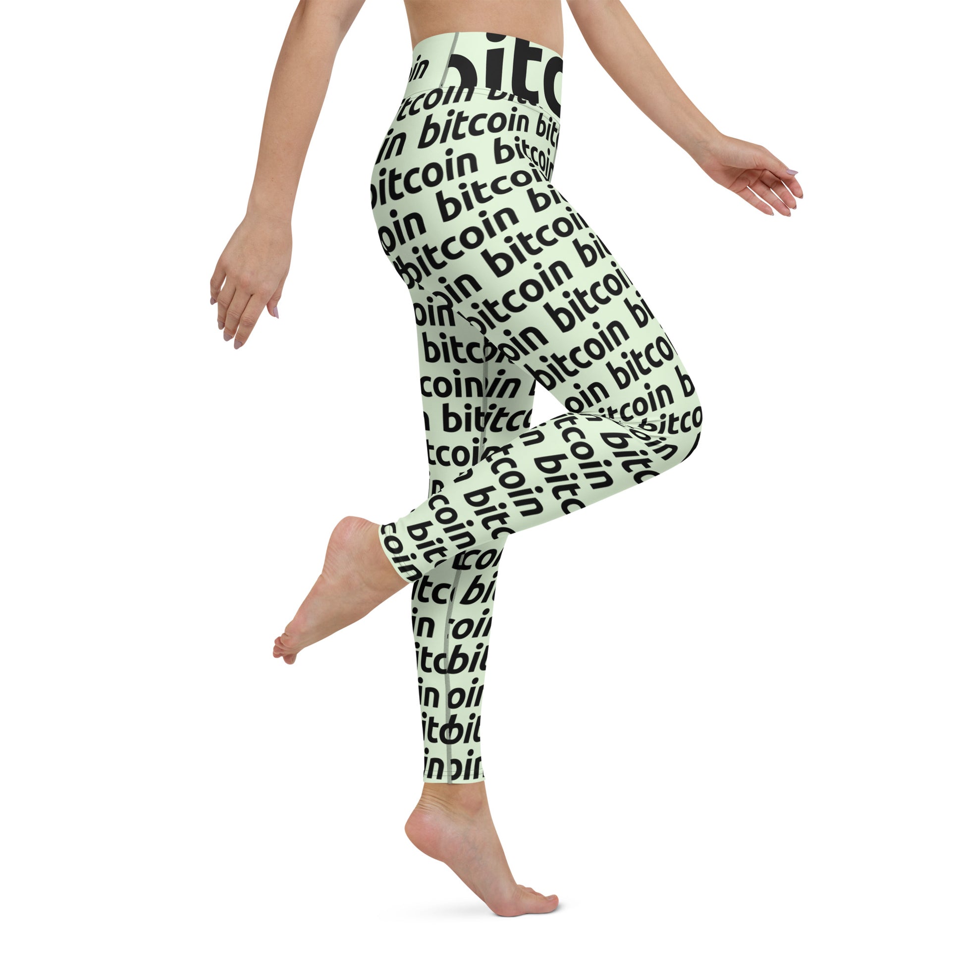 Bitcoin Lime Yoga Leggings printful