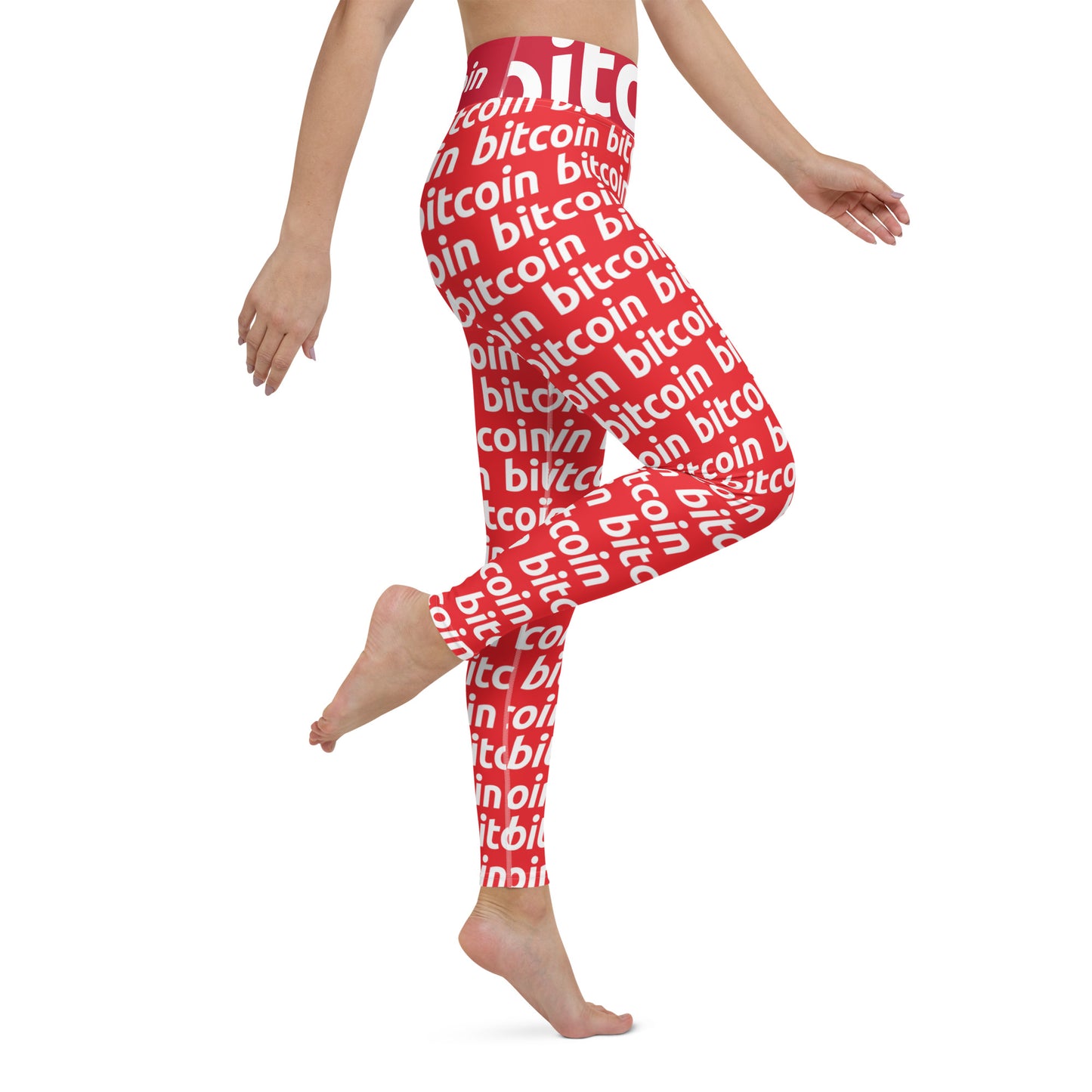 Bitcoin Red White Yoga Leggings