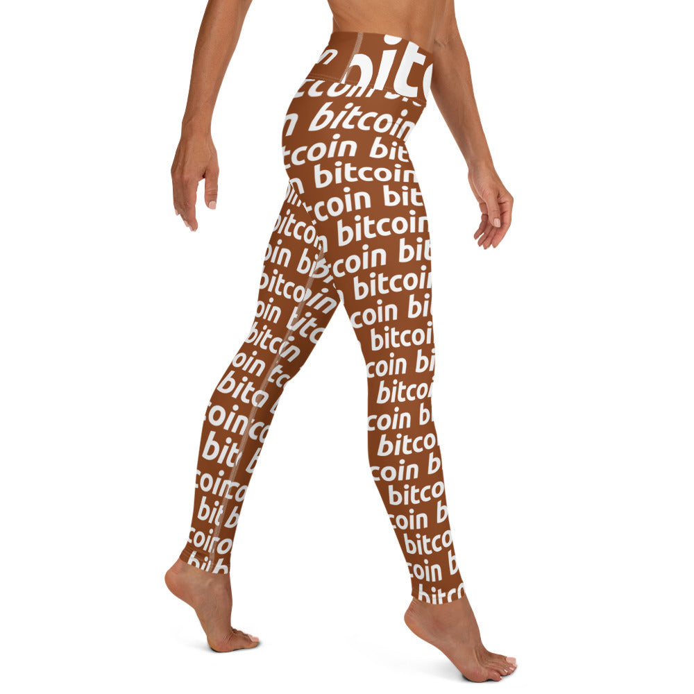 Bitcoin Hazelnut White Yoga Leggings