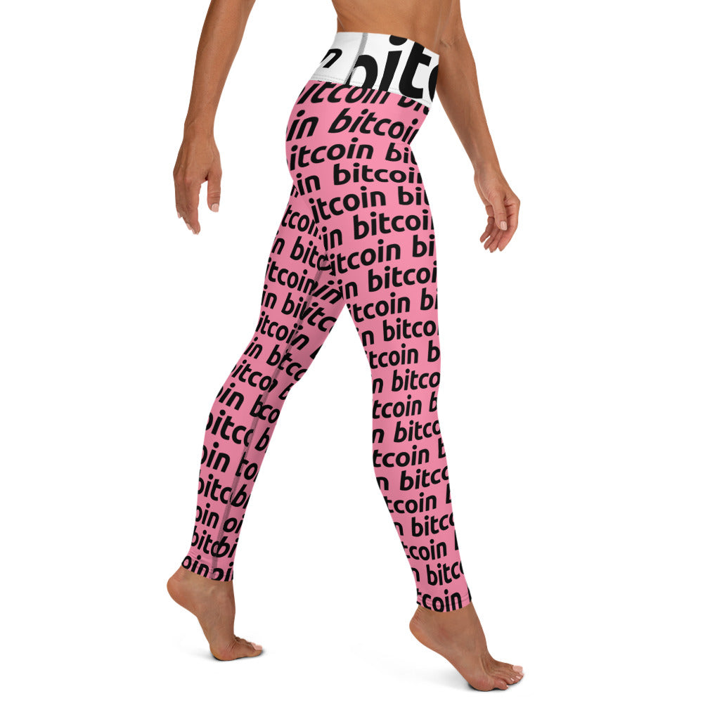 Bitcoin Rosa Yoga Leggings printful