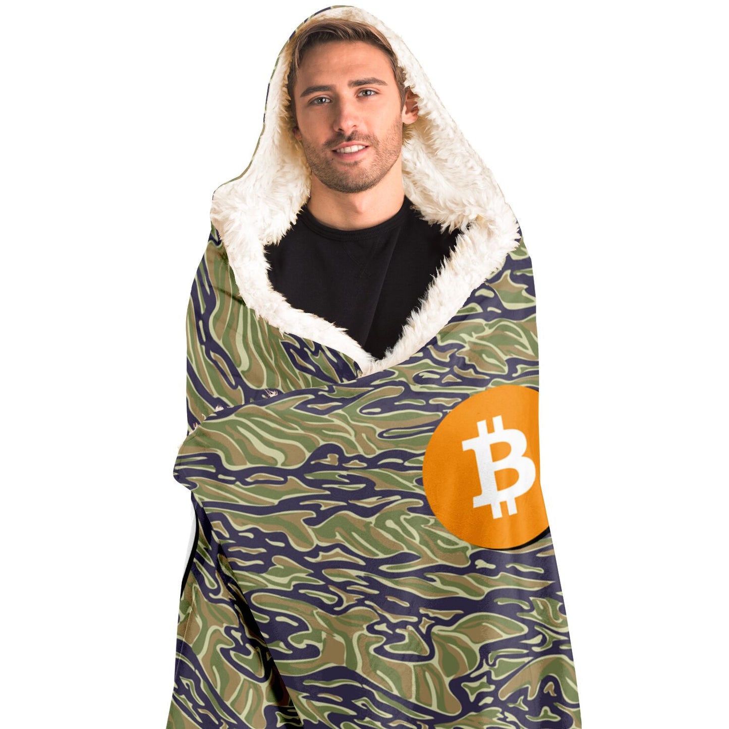 Bitcoin Camo Jungle Hooded Blanket