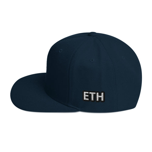 Bitcoin B Snapback Hat Red Dark Navy