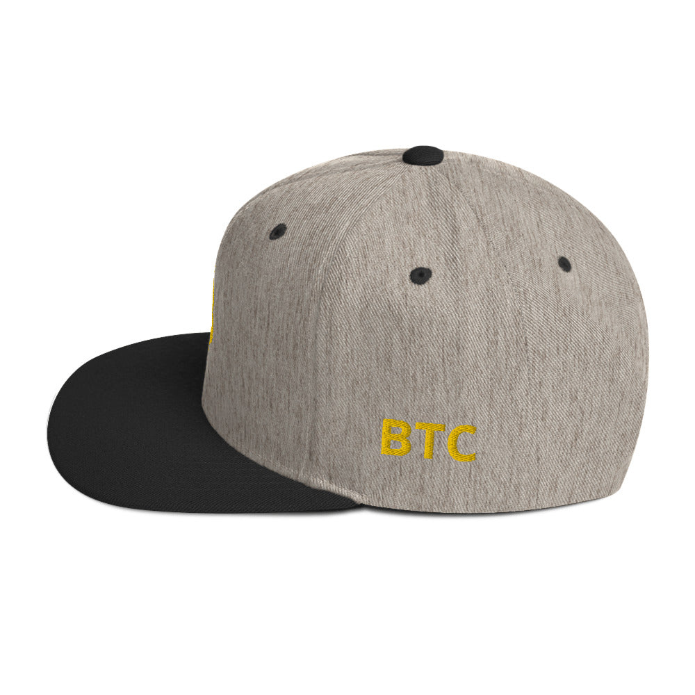 Bitcoin B Snapback Hat Red Heather Grey