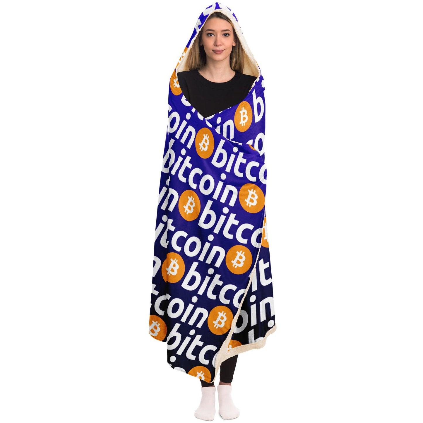 Bitcoin Logo Hooded Blanket