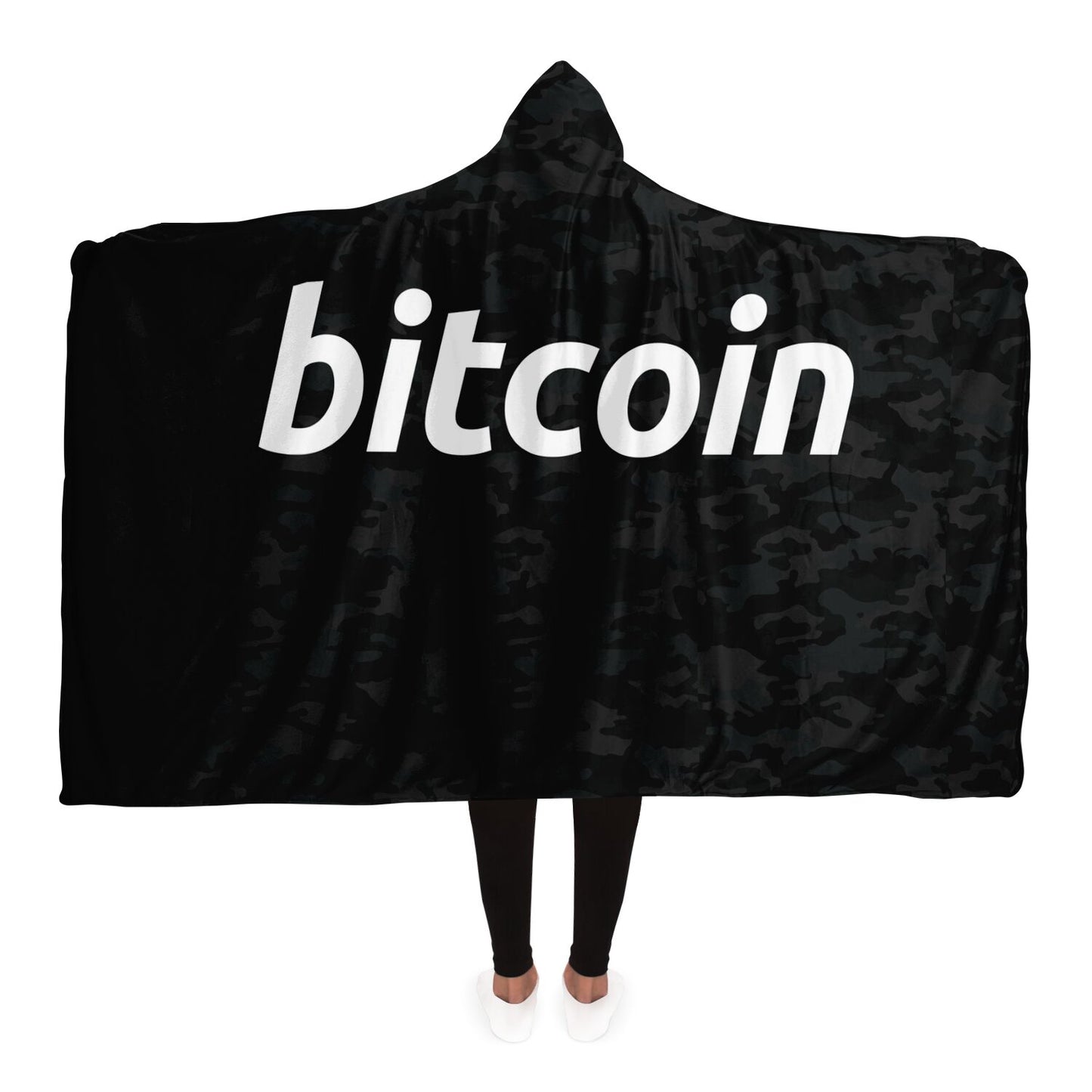Bitcoin Dark Camo Hooded Blanket