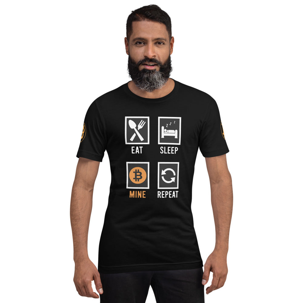 Bitcoin Eat Sleep Mine Repeat | Shirts & Tops | bitcoin-eat-sleep-mine-repeat-tee | printful